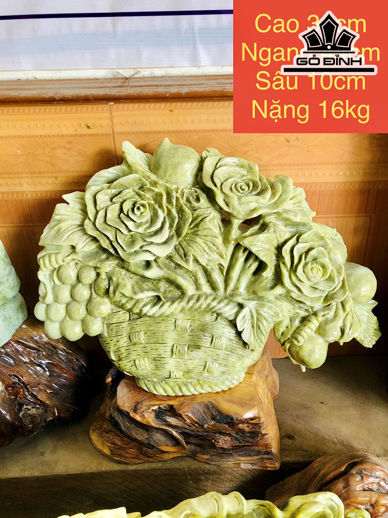 Giỏ Hoa Đá Serpentine Cao 31 Ngang 44 Sâu 10 (cm) 16kg