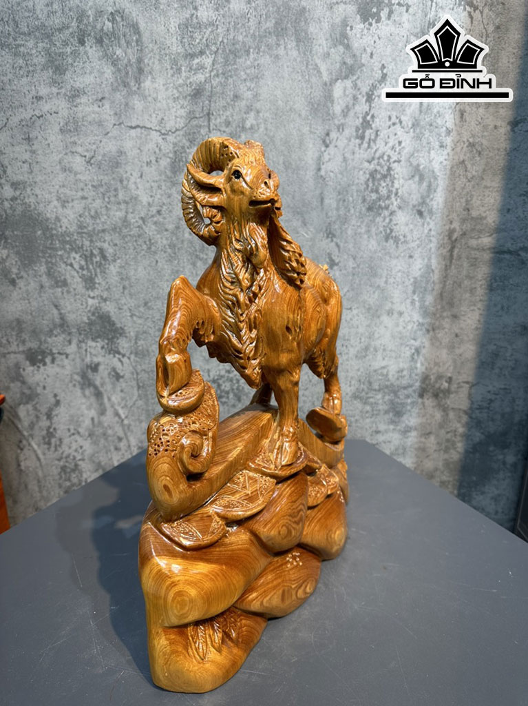 Tượng Nhất Dương Kim Tiền Gỗ Ngọc Am Cao 45 Ngang 38 Sâu 14 (cm)