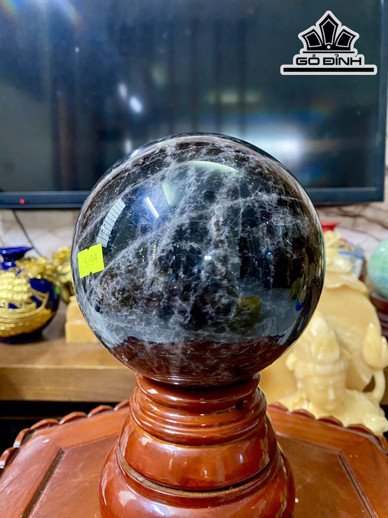 Bi Cầu Đá Thạch Anh Đen Đường Kính Hạt 14 (cm) 3,94kg