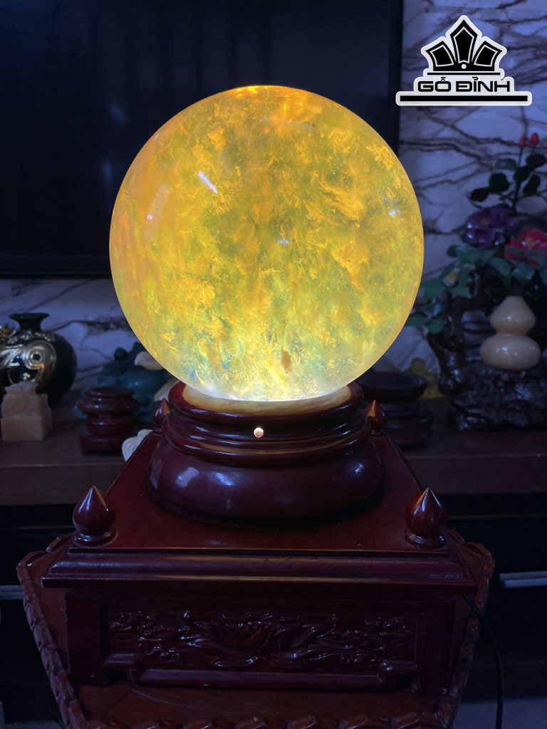 Bi Cầu Thủy Tinh Vàng Đường Kính Hạt 18 (cm) 9,66kg