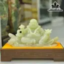 Tác Phẩm Phật Di Lặc Đá Onyx Xanh Ngang 34 (cm)