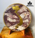 Tranh Đá Trống Đồng Bản Đồ Việt Nam Dát Vàng Đá Serpentine Đường Kính 38 (cm)
