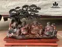 Tượng Phúc Lộc Thọ (Tam Đa) Gỗ Trắc Cao Cả Kỷ 36 Ngang 45 Sâu 16 (cm)