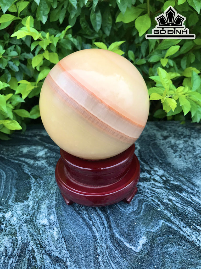 Bi Cầu Đá Onyx Vàng Vân Đẹp Đường Kính Hạt 10,2 (cm) 1,46kg