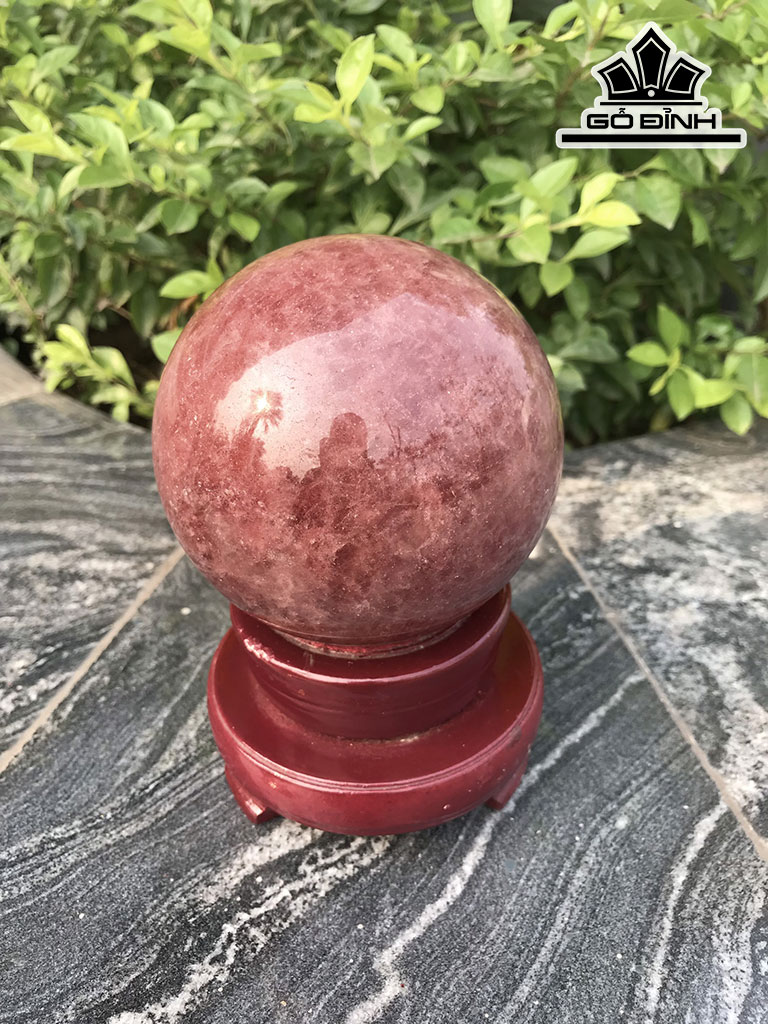 Bi Cầu Đá Thạch Anh Dâu Tây Hồng Đường Kính Hạt 10 (cm) 1,25kg
