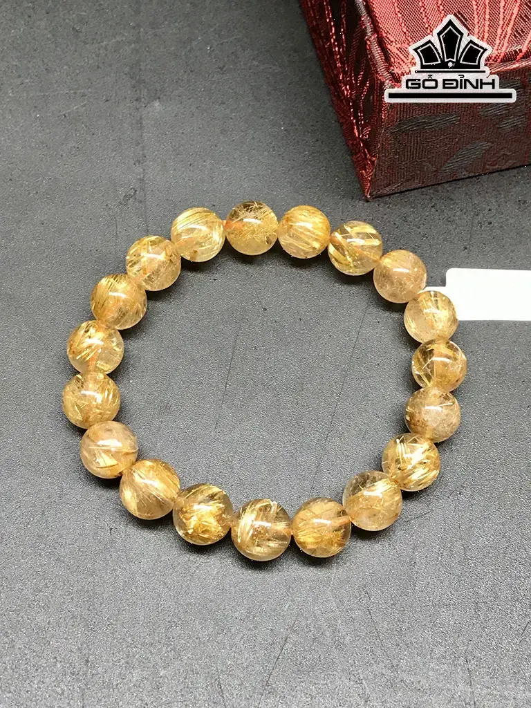 Vòng Tay Đá Thạch Anh Tóc Vàng Đường Kính Hạt 10,45 - 10,72 (mm) 30,33g