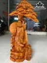 Tượng Đạt Ma Giáo Hóa Ngự Gốc Tùng Gỗ Hương Cao 103 Ngang 54 Sâu 30 (cm)