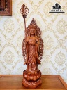 Tượng Địa Tạng Vương Bồ Tát Gỗ Hương Cao Tổng 90 Riêng Tượng Cao 80 Vuông 30 (cm)