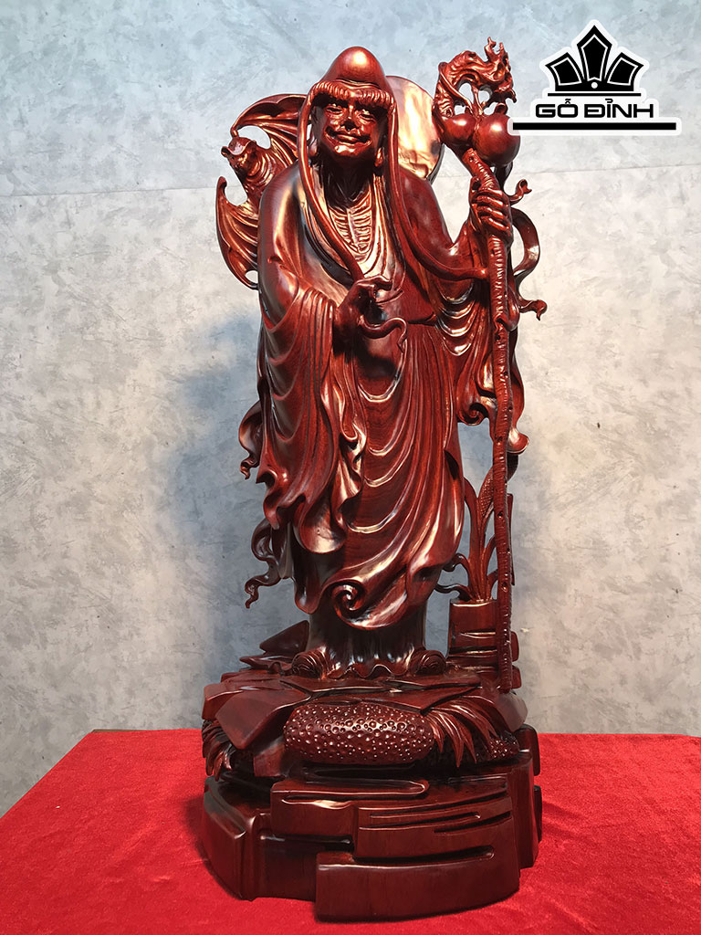 Tượng La Hán Trường My Gỗ Tử Đàn Cao 58 Ngang 25 Sâu 17 (cm)