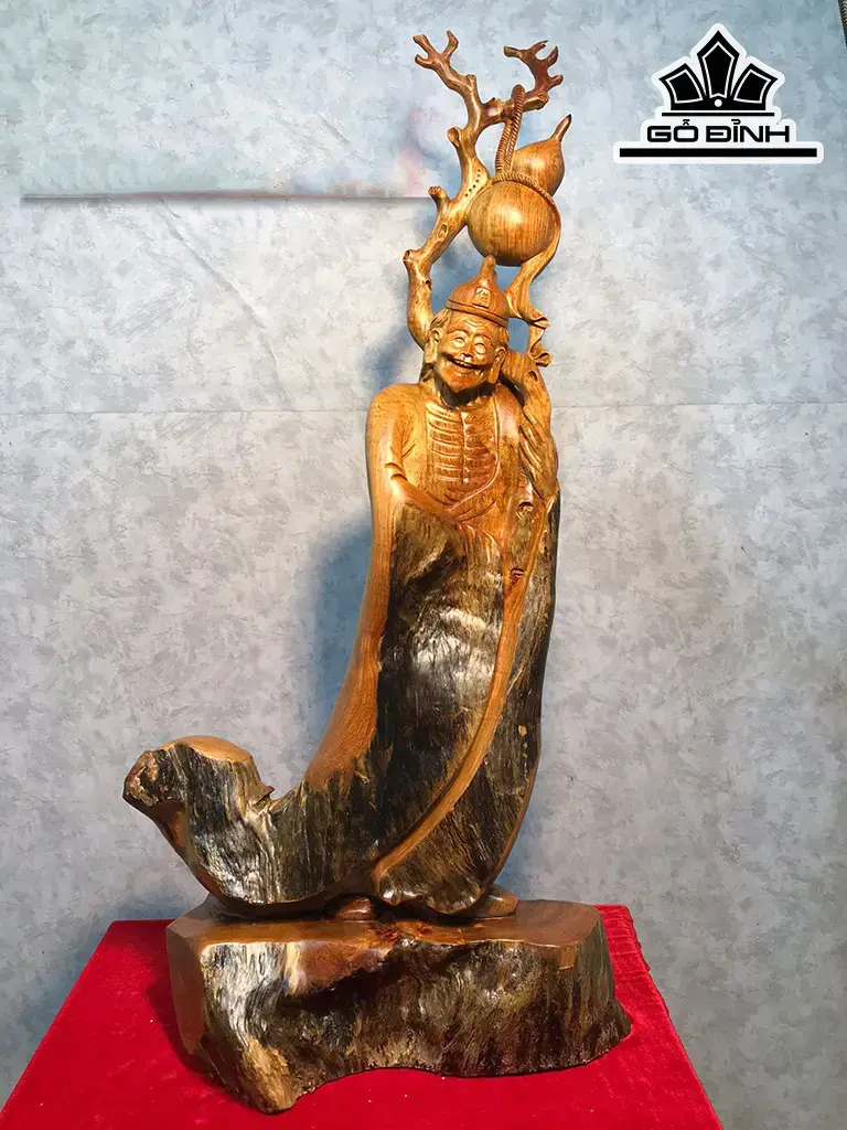 Tượng Tế Công Gỗ Hương Cao 92 Ngang 44 Sâu 21 (cm)