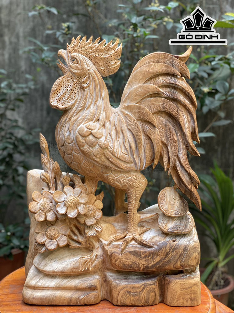 Tượng Nhất Kê Gỗ Ngọc Am Cao 56 Ngang 38 Sâu 20 (cm)