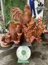Tượng Gia Đình Gà Phù Dung Gỗ Hương Cao 72 Ngang 80 Sâu 40 (cm)