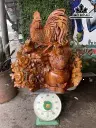 Tượng Gia Đình Gà Phù Dung Gỗ Hương Cao 74 Ngang 75 Sâu 30 (cm)