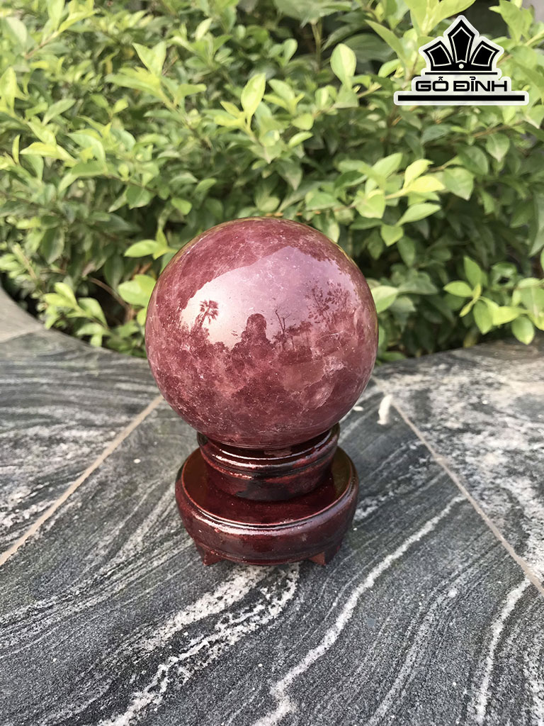 Bi Cầu Đá Thạch Anh Dâu Tây Hồng Đường Kính Hạt 8,6 (cm) 0,8kg