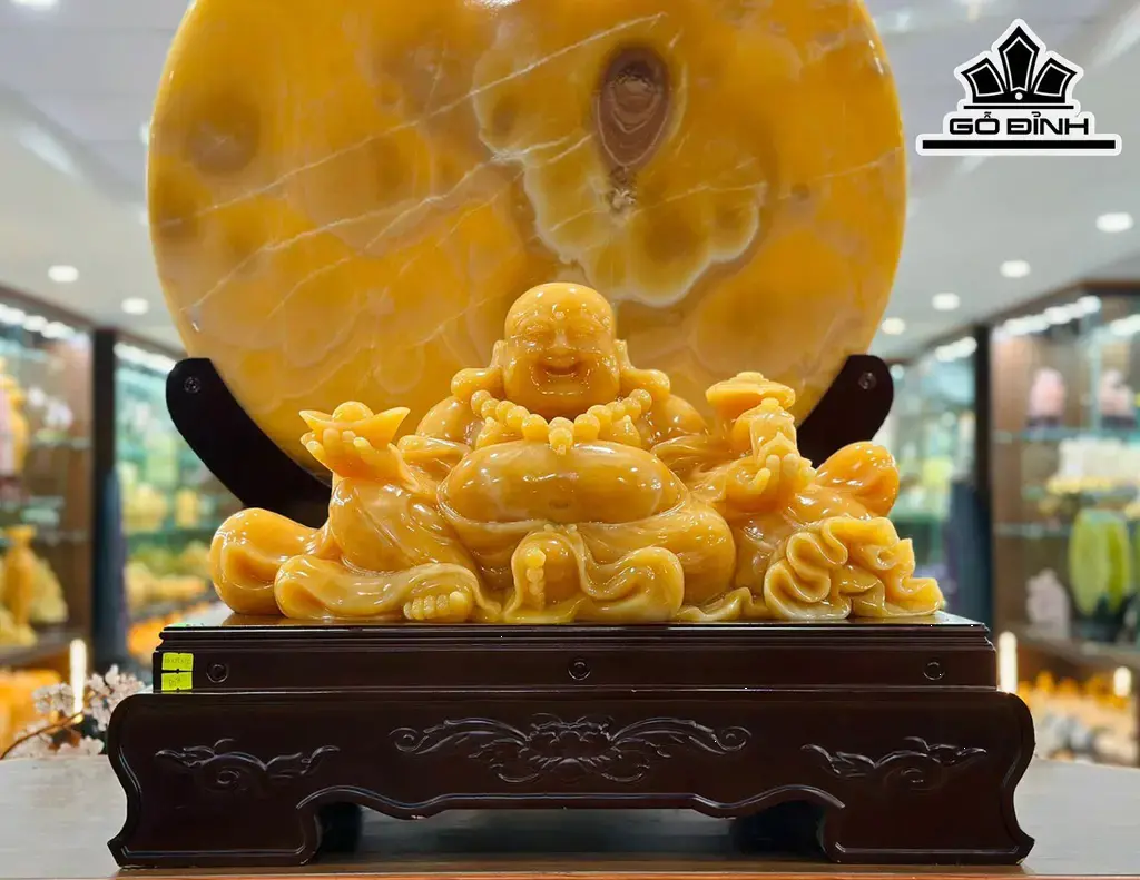 Tượng Di Lặc Đá Ngọc Hoàng Long Cao 60 Ngang 28 Sâu 23 (cm)