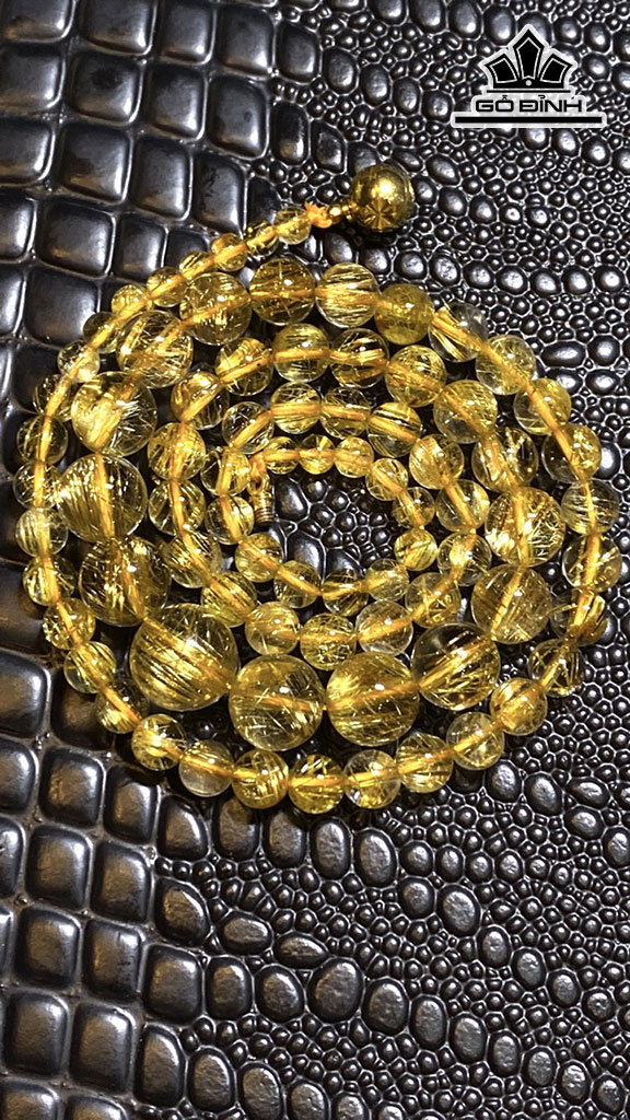 Chuỗi Đá Thạch Anh Tóc Vàng Đường Kính Hạt To Dần 4,4 - 11,6 (mm) 37g