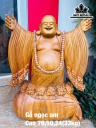 Tượng Phật Di Lặc Nghênh Hỷ Gỗ Ngọc Am Cao 76 Ngang 50 Sâu 24 (cm)