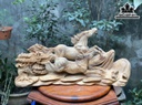 Tượng Song Mã Uyên Ương Gỗ Ngọc Am Cao 35 Ngang 72 Sâu 24 (cm)