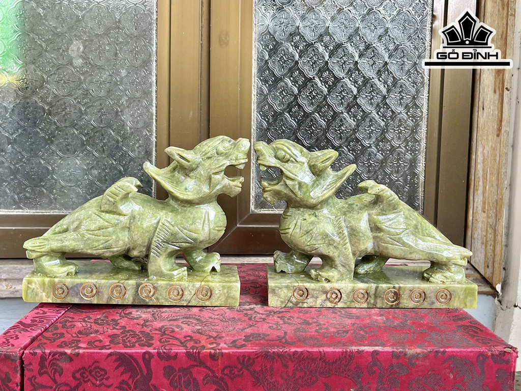 Cặp Tỳ Hưu Đá Serpentine Cao 18 (cm)