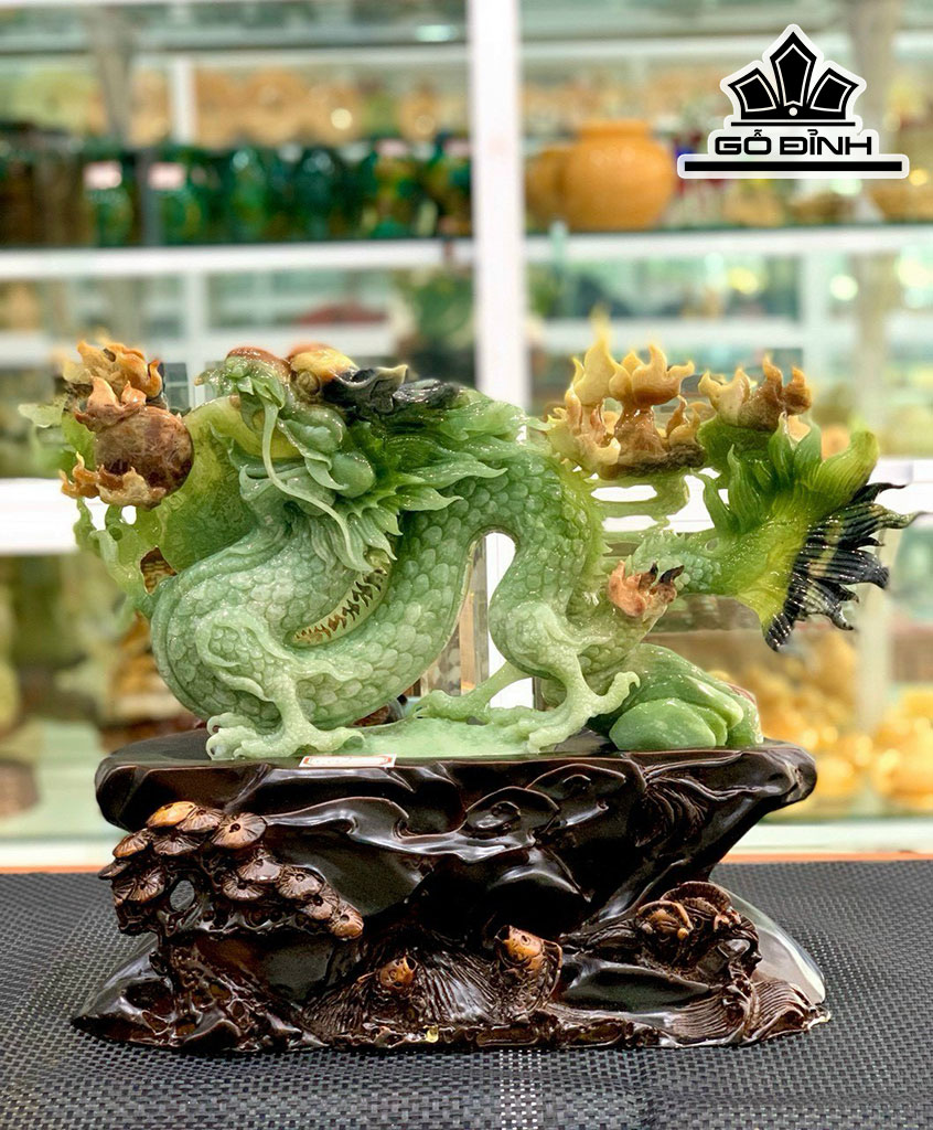 Long Vờn Hỏa Châu Đá Serpentine Cao 32 Ngang 43 (cm) 6kg Riêng Đá Cao 20 Ngang 43 (cm)