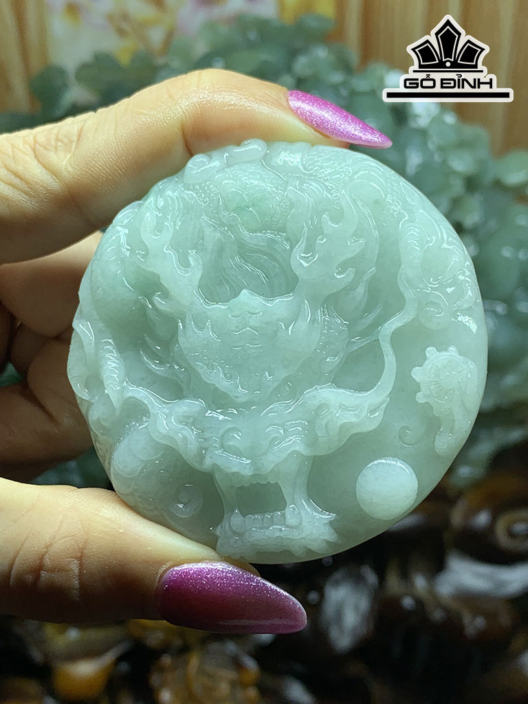 Mặt Dây Chuyền Rồng Đá Cẩm Thạch Cao 58,5 Ngang 57,9 Sâu 11,3 (mm) 71,2g