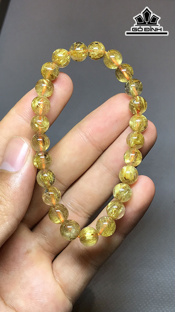Vòng Tay Đá Thạch Anh Tóc Vàng Đường Kính Hạt 9 (mm) 22,5g