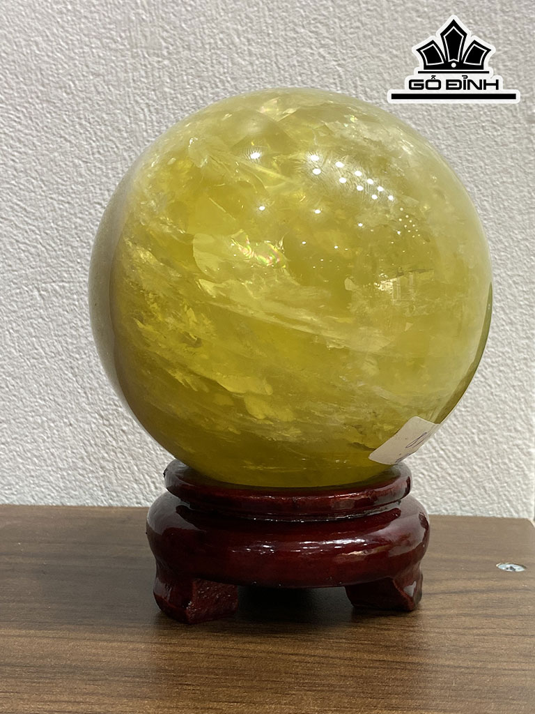 Bi Cầu Đá Thạch Anh Vàng Đường Kính Hạt 10,5 (cm) 1,8kg