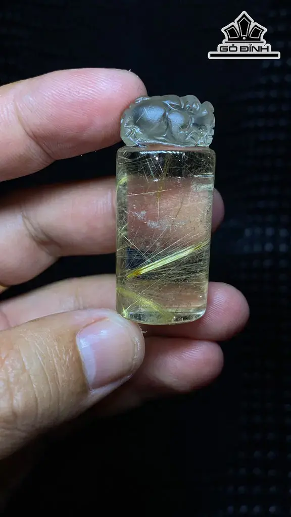 Ấn Tỳ Hưu Đá Thạch Anh Tóc Vàng Cao 44,5 Ngang 19,6 Sâu 16 (mm) 26g