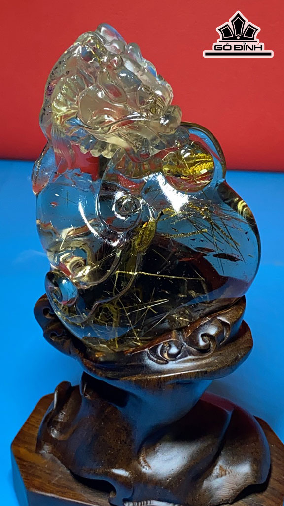 Tác Phẩm Rồng Bã Mía Đá Thạch Anh Tóc Vàng Cao 100 Ngang 68 Sâu 23,5 (mm) 195g