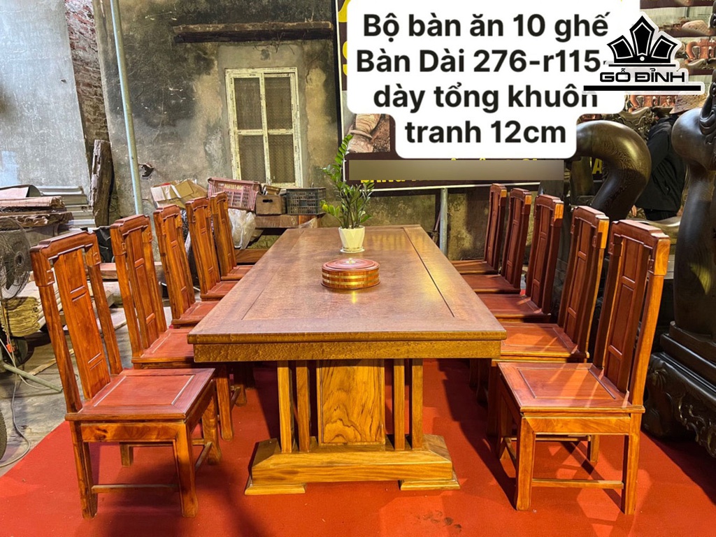 Bộ Bàn Ăn 10 Ghế Bàn Gỗ Nu Đinh Hương