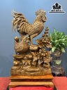 Tượng Gia Đình Gà Gỗ Ngọc Am Cao Cả Kỷ 84 Ngang 45 Sâu 20 (cm)