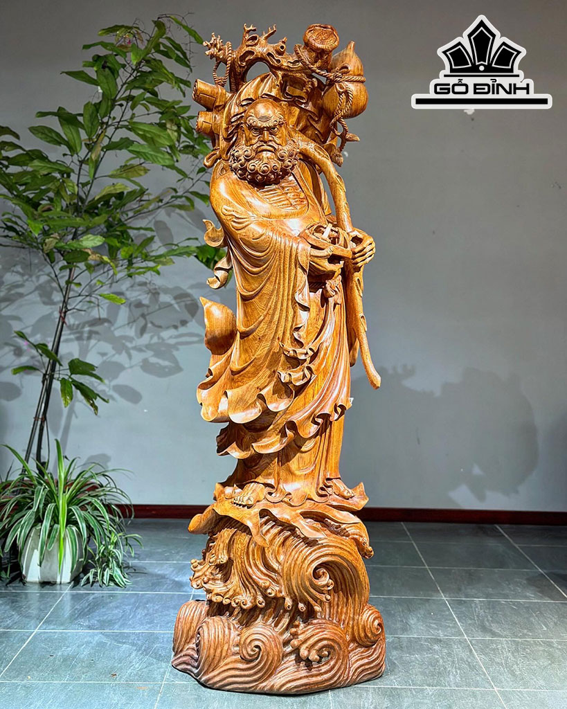 Tượng Đạt Ma Sư Tổ Gỗ Hương Cao 160 Đường Kính 50 (cm)