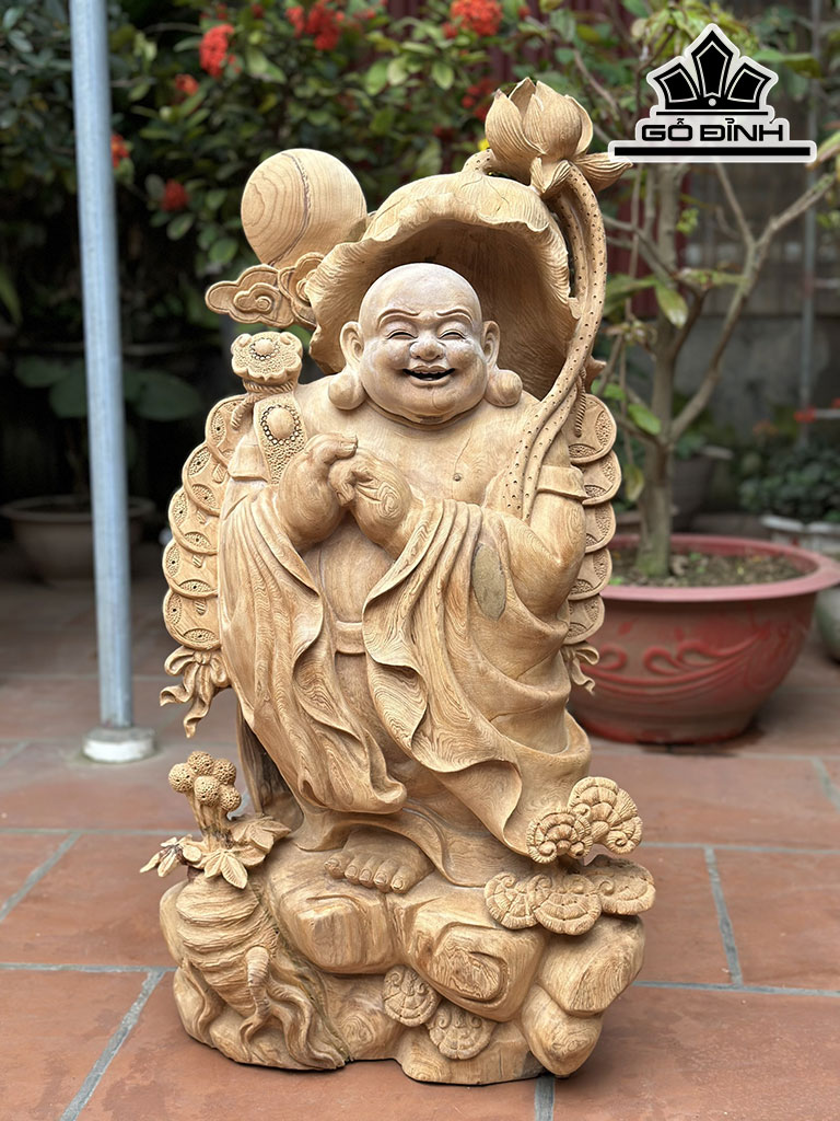 Tượng Phật Di Lặc Chúc Phúc Gỗ Ngọc Am Cao 88 Ngang 46 Sâu 27 (cm)
