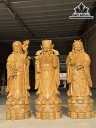 Tượng Phúc Lộc Thọ (Tam Đa) Gỗ Cẩm Vàng Cao 170 Ngang 54 Sâu 52 (cm)