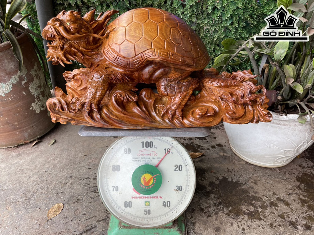 Tượng Long Quy Gỗ Hương Cao 25 Ngang 56 Sâu 30 (cm)