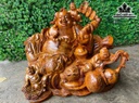 Tượng Phật Di Lặc Tam Phúc Gỗ Hương Cao 42 Ngang 55 Sâu 42 (cm)