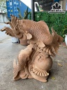 Tượng Song Ngư Quần Bình Gỗ Hương Cao 65 Ngang 63 Sâu 30 (cm)