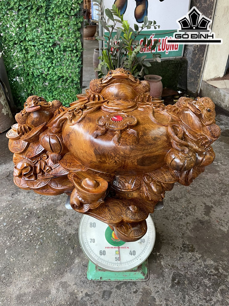 Tượng Tam Cóc Trấn Bình Gỗ Hương Cao 40 Ngang 72 Sâu 52 (cm)