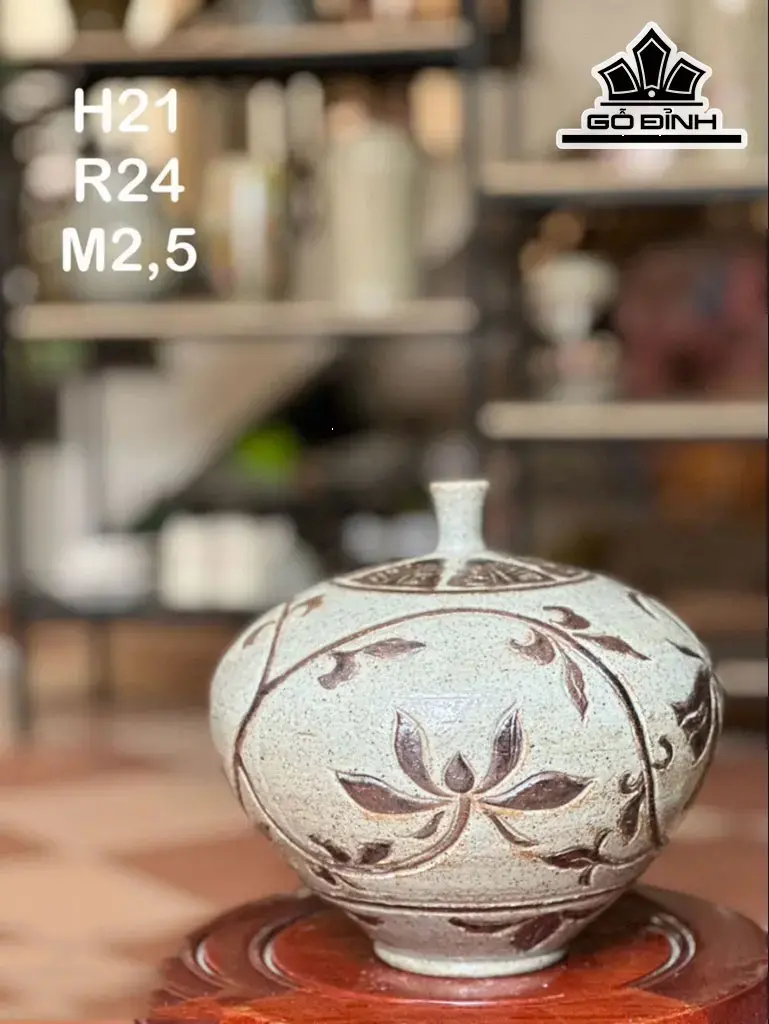 Bình Hút Lộc Vẽ Hoa Sen Cao 21 Miệng 2,5 (cm)