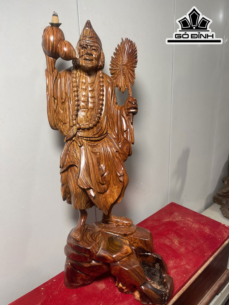 Tượng Tế Công Gỗ Cẩm Cao 52 Ngang 24 Sâu 15 (cm)