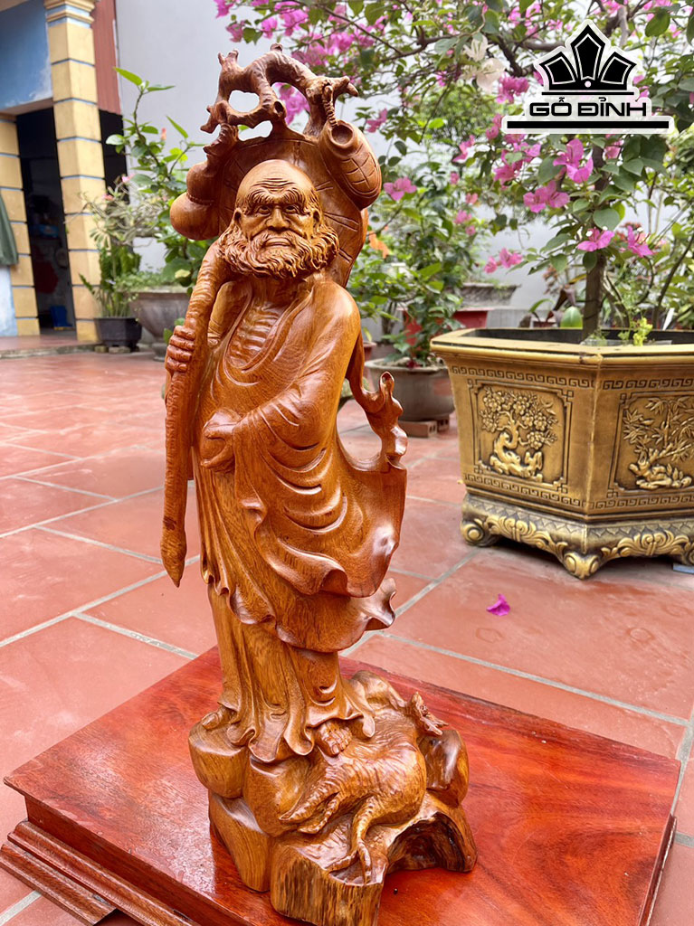 Tượng Đạt Ma Sư Tổ Gỗ Hương Cao 68 Ngang 25 Sâu 19 (cm)