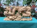 Tượng Nhất Long Vờn Ngọc Gỗ Ngọc Am Cao 30 Ngang 57 Sâu 12 (cm)