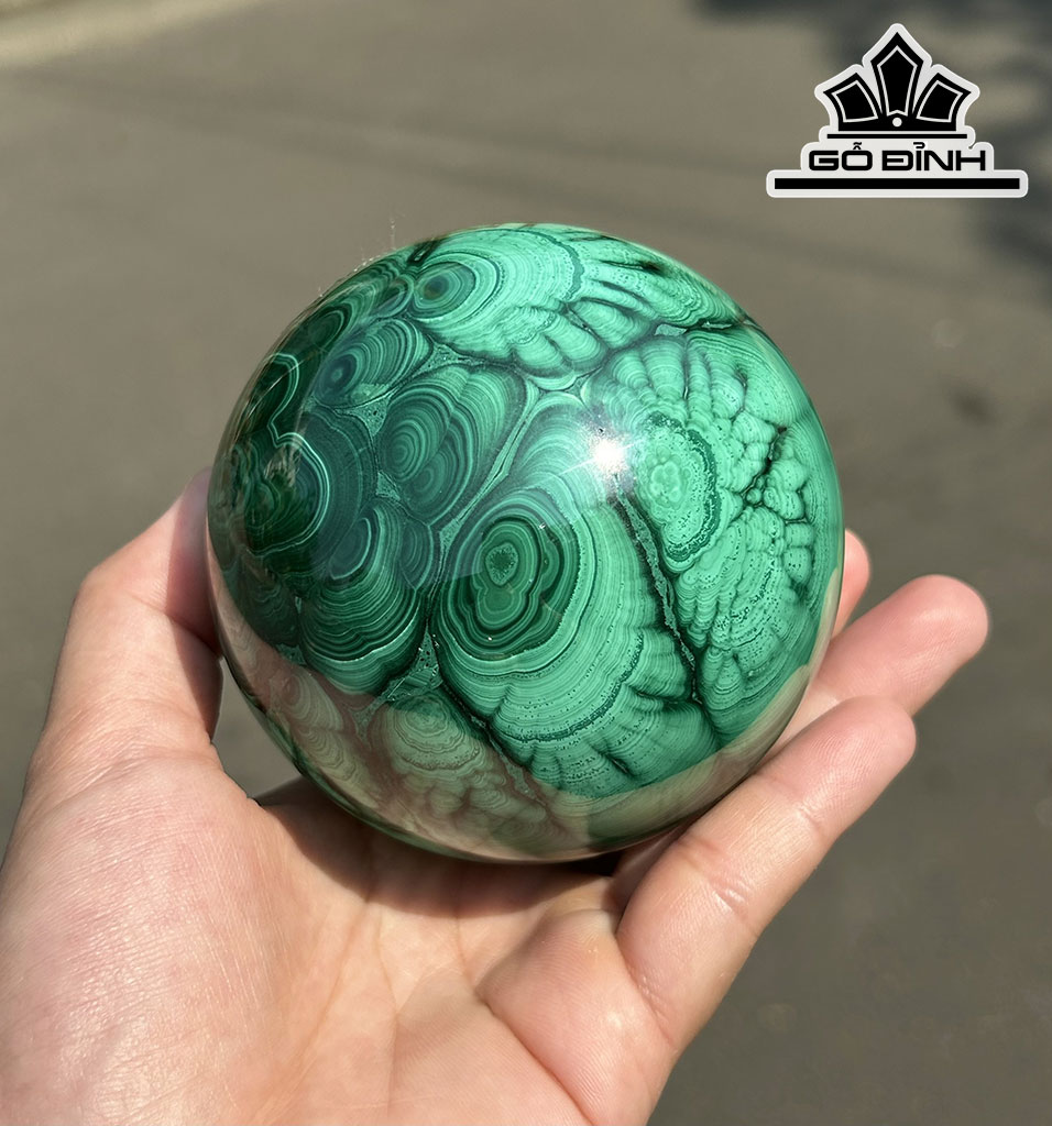 Bi Cầu Đá Malachite Đường Kính Hạt 8 (cm) 1,02kg