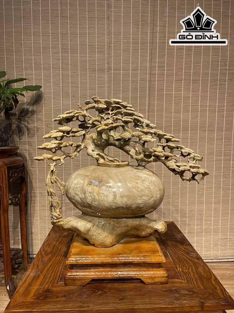 Bình Tùng Phú Quý Gỗ Nu Nghiến Cao 52 Ngang 48 Sâu 21 (cm)