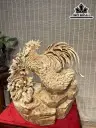 Tượng Gia Đình Gà Gỗ Nu Ngọc Am Cao Cẩ Kỷ 50 Ngang 50 Sâu 26 (cm)