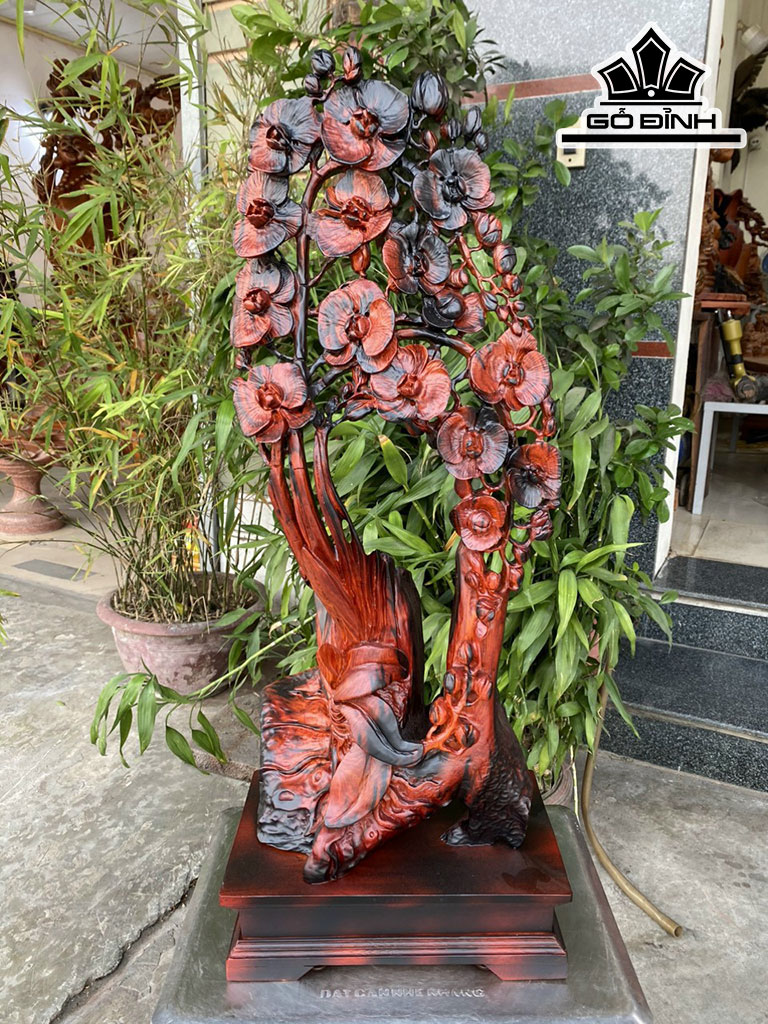 Bình Hoa Lan Gỗ Trắc Cao 82 Ngang 32 Sâu 20 (cm)