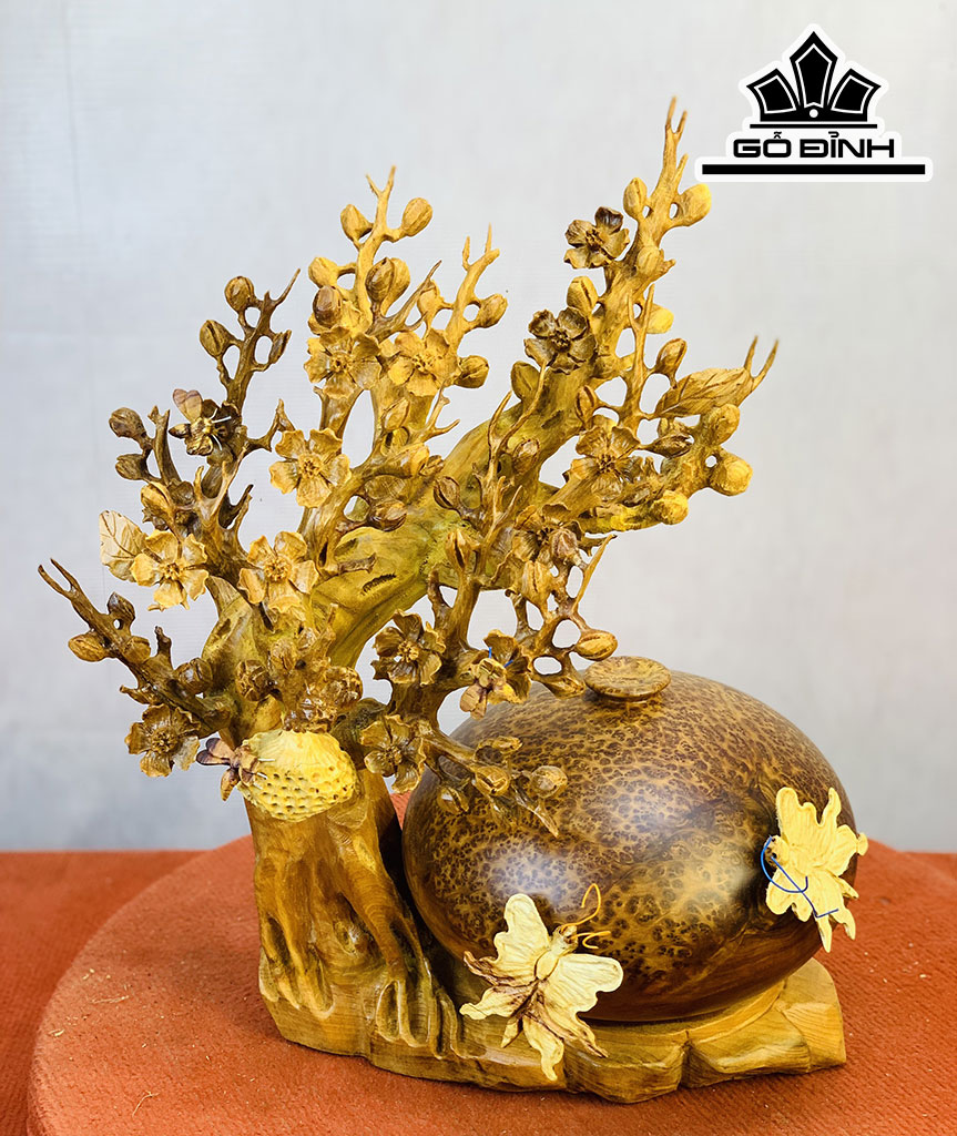 Bình Mai Lan Phú Quý Gỗ Hương Cao 52 Ngang 45 Sâu 30 (cm)