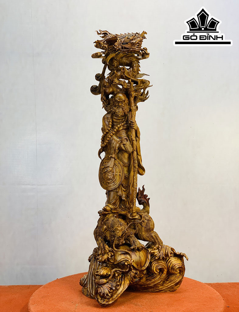 Tượng Đạt Ma Hàng Long Gỗ Sưa Cao 86 Ngang 35 Sâu 35 (cm)
