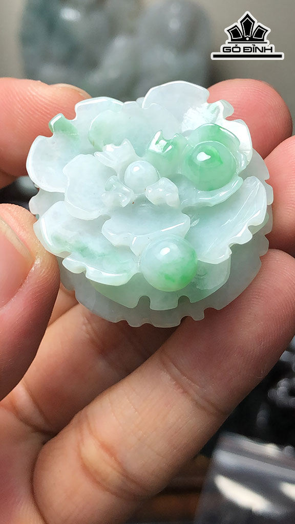 Mặt Dây Chuyền Hoa Mẫu Đơn Đá Cẩm Thạch Cao 35,8 Ngang 14 (mm)