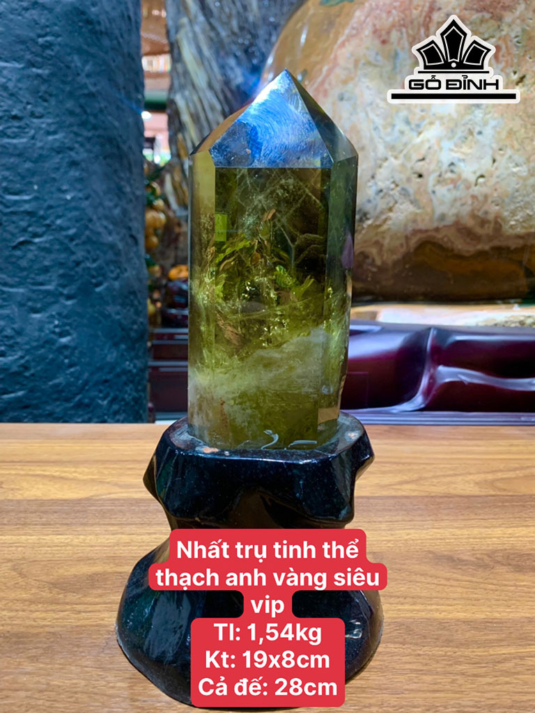 Nhất Trụ Tinh Thể Đá Thạch Anh Vàng Cao 28 Ngang 8 Riêng Đá Cao 19 (cm) 1,54kg